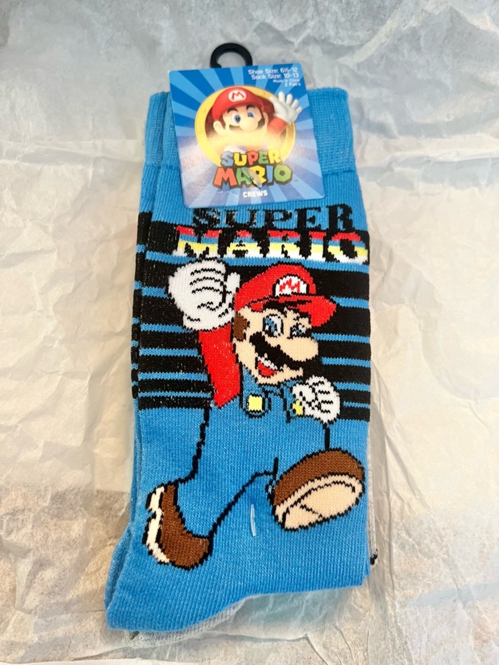 NWT Nintendo Super Mario Crew Socks - Set of 3 - Shoe Size 6.5-12 Unisex